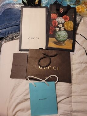 Gucci Brown and Gold Logo Shopping Bag